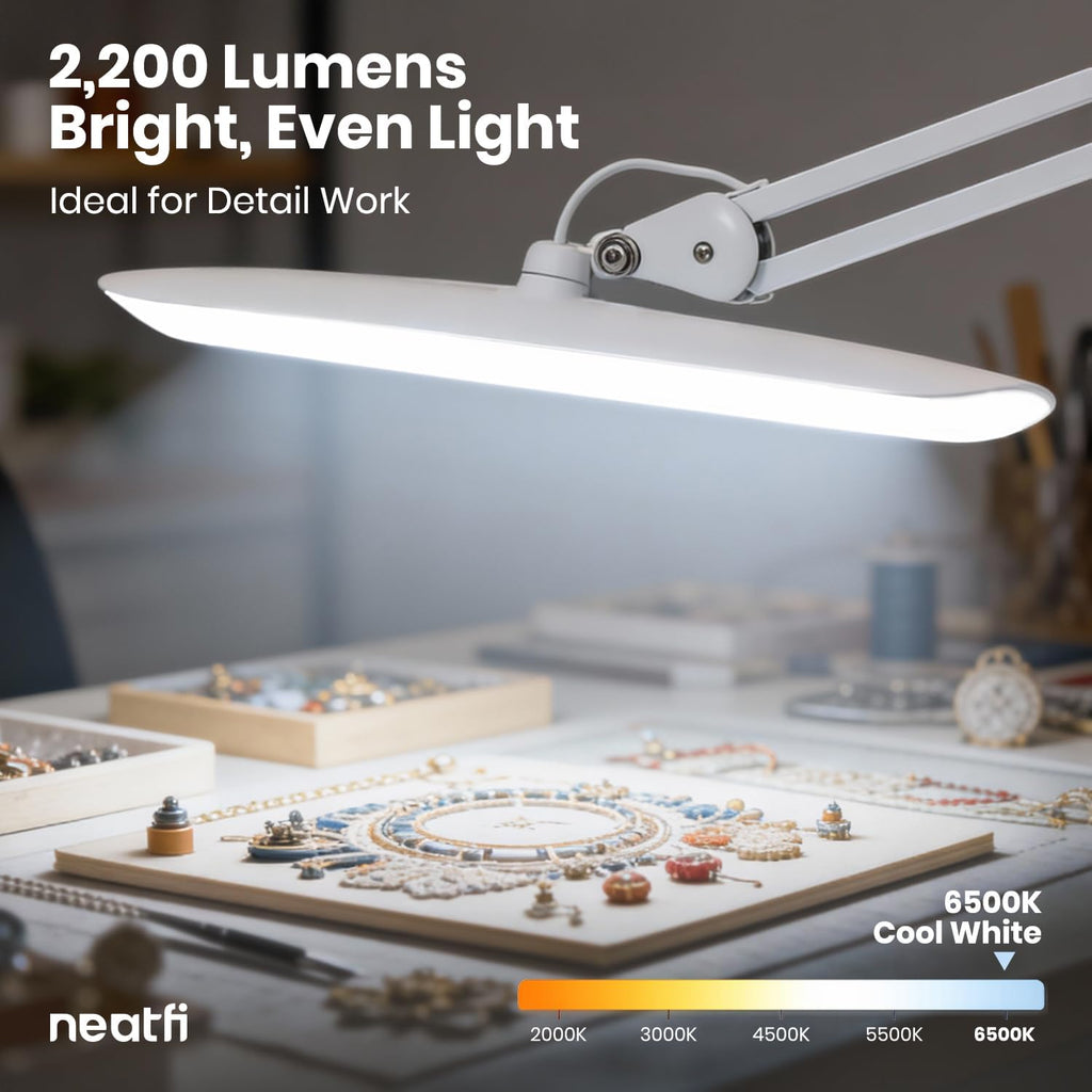 Pro Series 20” LED Desk Lamp  – CRI 95, 2200 Lumens, Dimmable Light, White