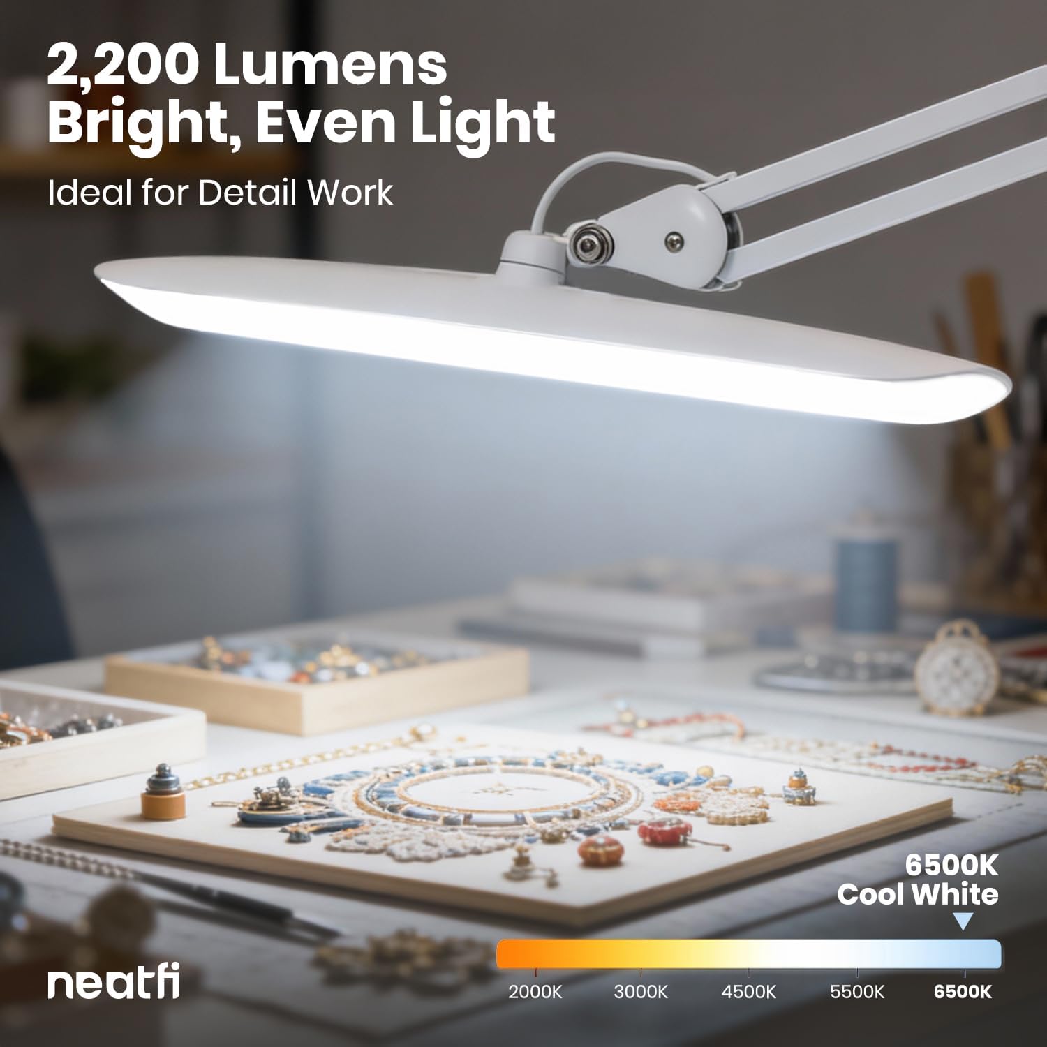 Pro Series 20” LED Desk Lamp  – CRI 95, 2200 Lumens, Dimmable Light, White