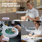 Pro Series XL Bifocal LED Magnifying Lamp – 5D/20D, CRI 95, Dimmable, Adjustable Arm, White