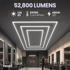 Plafonnier LED 2 rectangles 35 200 lumens avec kit de suspension pour magasins et salles de sport, blanc froid