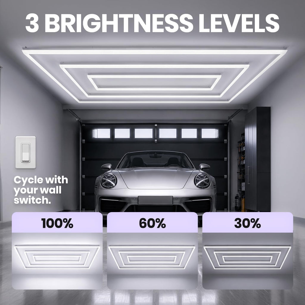 Plafonnier LED 2 rectangles 35 200 lumens avec kit de suspension pour magasins et salles de sport, blanc froid