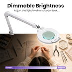 Lámpara de Tareas Elite de 2260 Lúmenes con Abrazadera – 22" de Ancho, 3 Modos de Color para Uñas y Manualidades, Negro