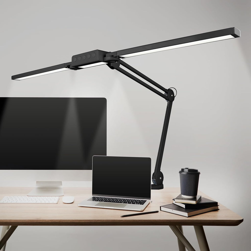 41” Wide Shade, 3000 Lumens LED Desk Lamp with Clamp – CRI 95, 3 Color Modes, Dimmable Task Light