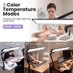 Lampe de bureau LED à tête large de 20 po avec pince – Lampe de travail de 2200 lumens pour bureau à domicile et travaux manuels, noire