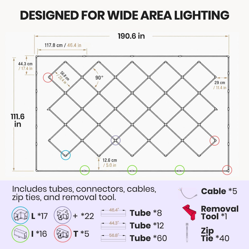 2 Rectángulos, luz de techo LED de 35,200 lúmenes con kit colgante para tiendas y gimnasios, blanco frío