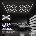 49,280 Lumens LED Garage Light, 8-Hex Grid, Close-to-Ceiling, Cool White