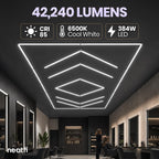 2 Rectángulos, luz de techo LED de 35,200 lúmenes con kit colgante para tiendas y gimnasios, blanco frío