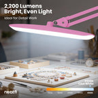 Lámpara LED de escritorio Pro Series de 20” – 2200 lúmenes, 3 modos de luz, IRC 95, regulable para uso en oficina en casa y manualidades, blanca