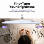 Lámpara de Tareas Elite de 2260 Lúmenes con Abrazadera – 22" de Ancho, 3 Modos de Color para Uñas y Manualidades, Negro