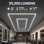 Plafonnier LED 2 rectangles 35 200 lumens avec kit de suspension pour magasins et salles de sport, blanc froid