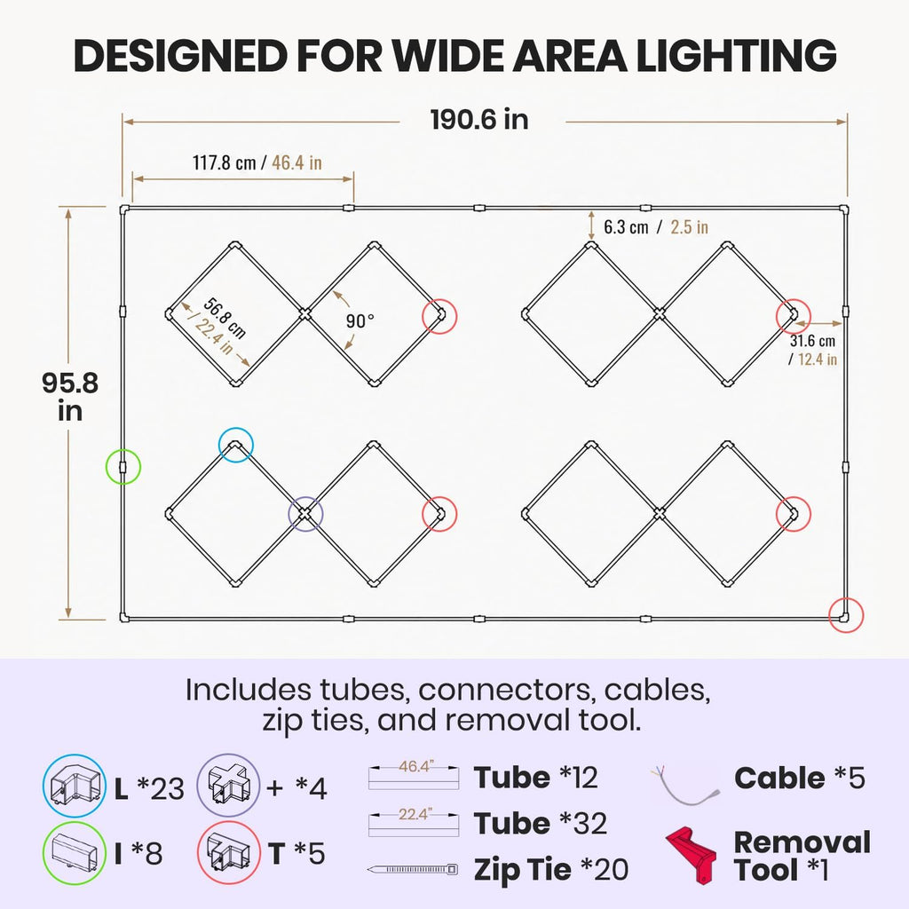 49,280 Lumens LED Garage Light, 8-Hex Grid, Close-to-Ceiling, Cool White