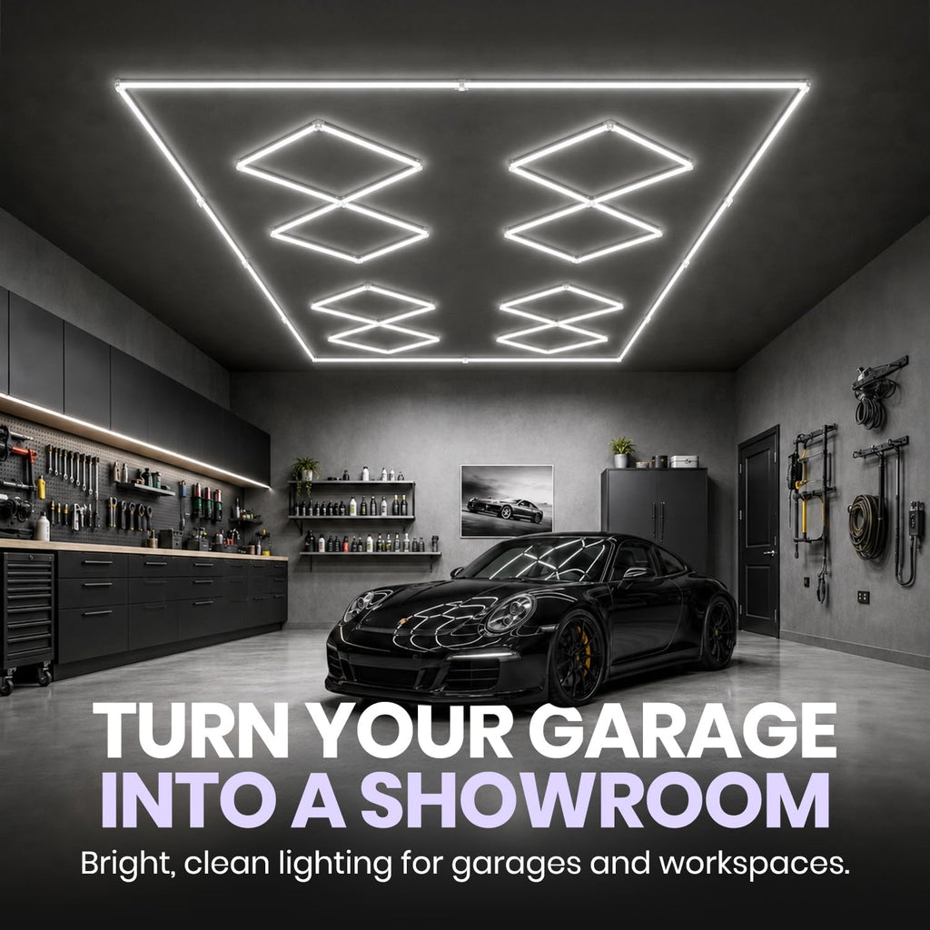 49,280 Lumens LED Garage Light, 8-Hex Grid, Close-to-Ceiling, Cool White
