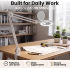 Lámpara LED de escritorio con pinza, cabezal ancho de 20 pulgadas, 2200 lúmenes, luz de trabajo para oficina en casa y manualidades, color negro