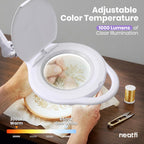 Loupe de plancher DEL de 1 200 lumens avec lentille en verre bifocale de 5 po de largeur et base roulante, blanche