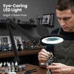 5" Wide Bifocal Lens – 1200 Lumens LED Magnifying Lamp for Crafts & Detail Works, Clamp Mount, Black