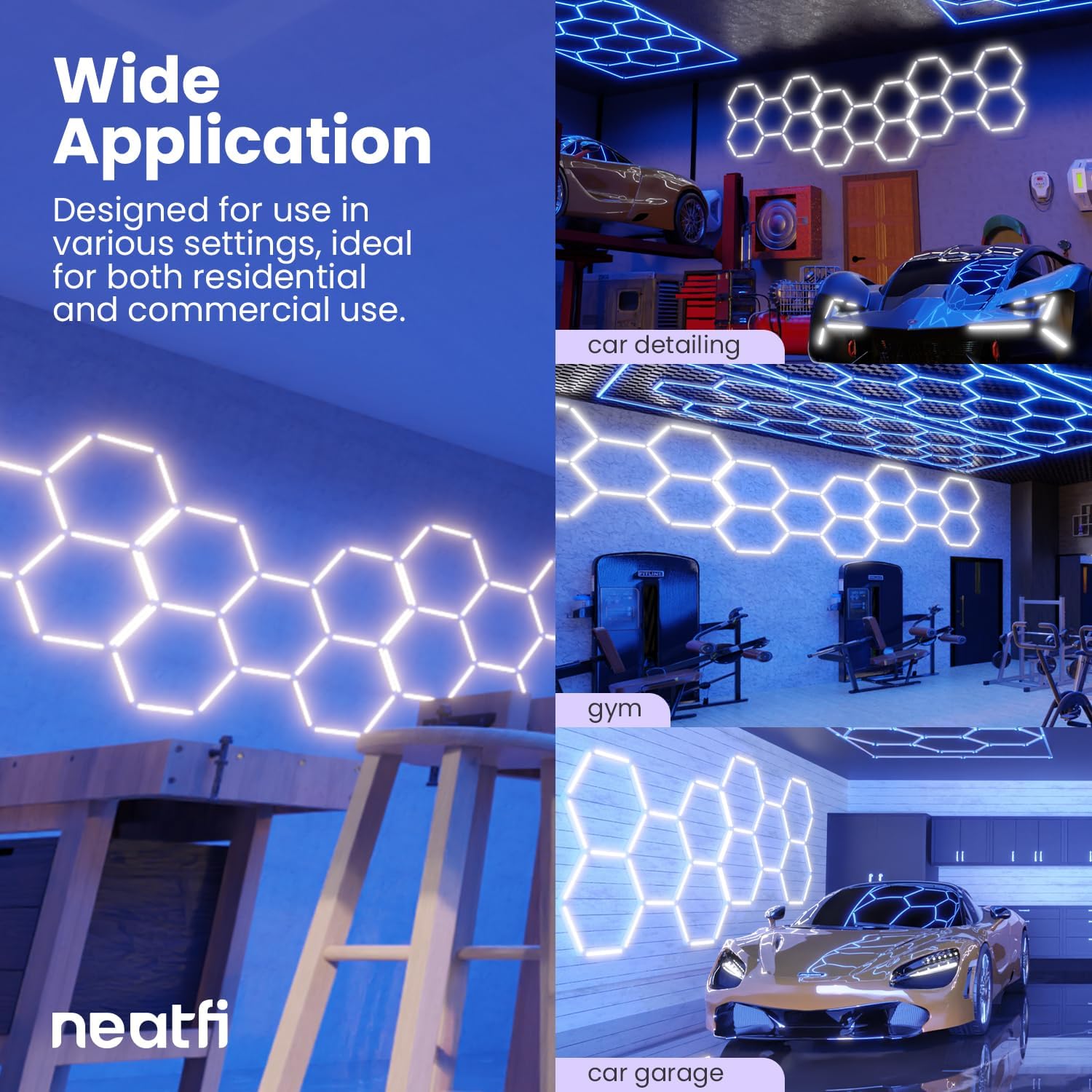 5 Hex 4,400 Lumens LED Ceiling Light – IP54 Rated Shop Lighting for Salons & AutoShops, Cool White