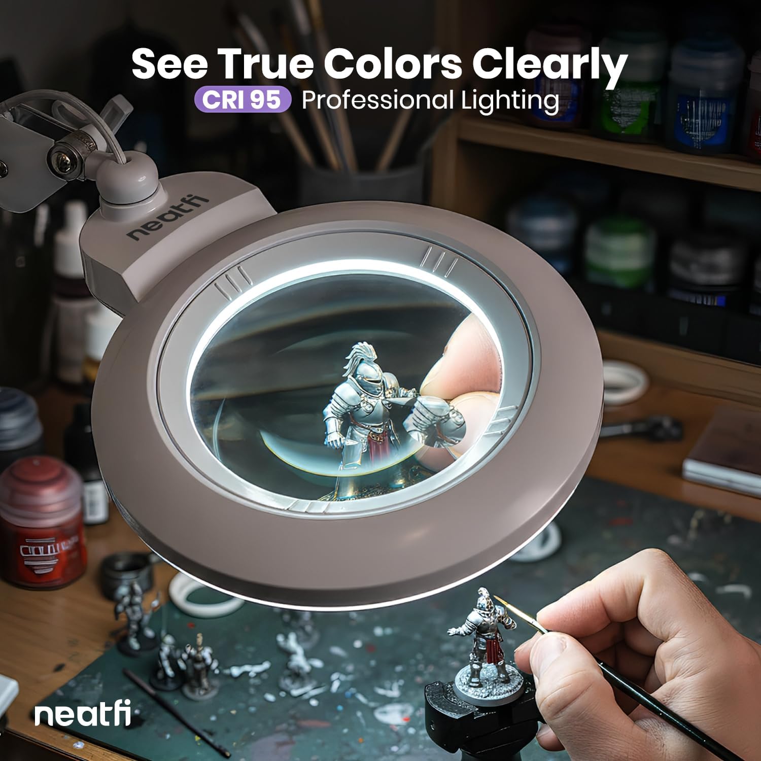 Pro Series XL Bifocal LED Magnifying Lamp – 5D/20D, CRI 95, Dimmable, Adjustable Arm, White
