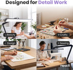 Lampe de bureau LED à tête large de 20 po avec pince – Lampe de travail de 2200 lumens pour bureau à domicile et travaux manuels, noire