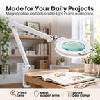 Lámpara de Tareas Elite de 2260 Lúmenes con Abrazadera – 22" de Ancho, 3 Modos de Color para Uñas y Manualidades, Negro