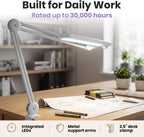 Lámpara LED de escritorio con pinza, cabezal ancho de 20 pulgadas, 2200 lúmenes, luz de trabajo para oficina en casa y manualidades, color negro