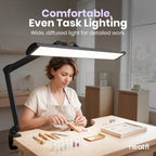 Lampe de bureau LED à tête large de 20 po avec pince – Lampe de travail de 2200 lumens pour bureau à domicile et travaux manuels, noire