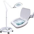 6.8" Lens LED Magnifying Floor Lamp – 3D + 12D, 1.75x/4x, Dimmable 6500K, Adjustable Arm, White