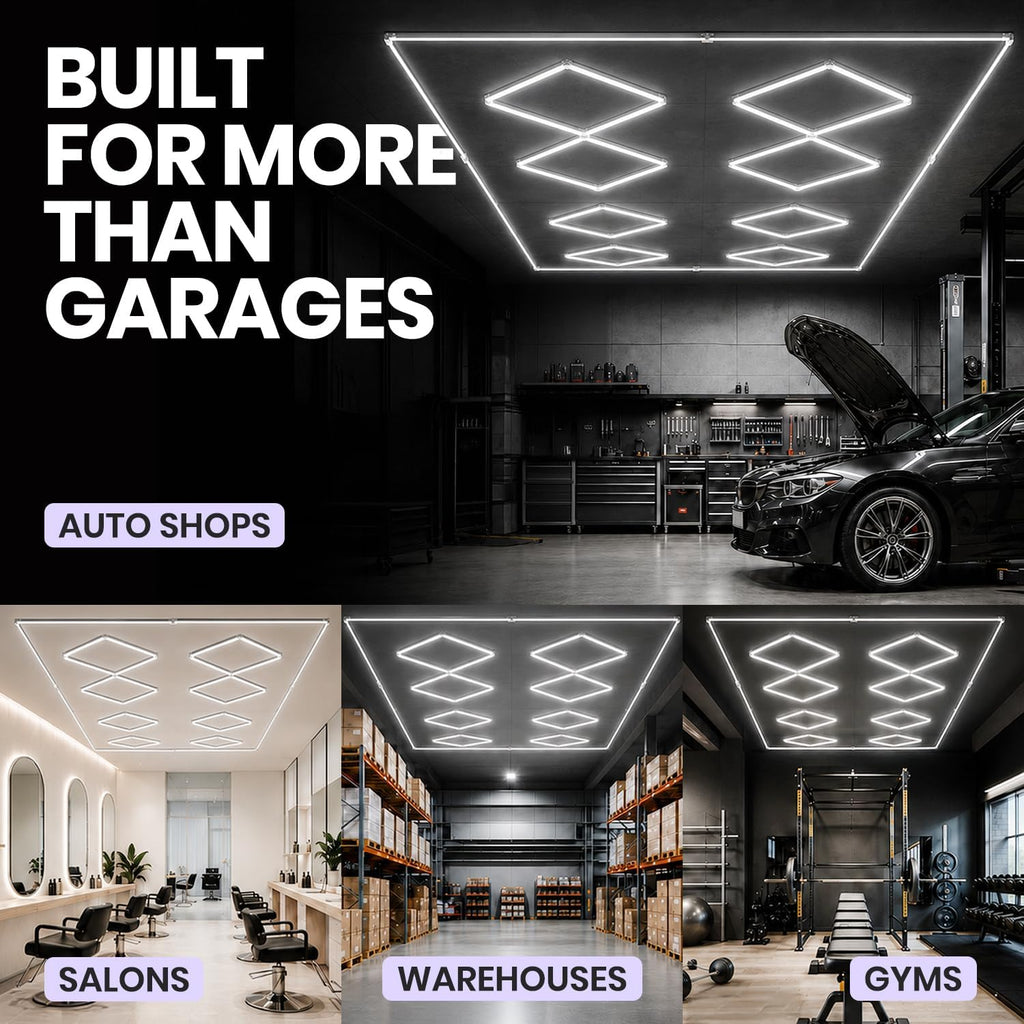 49,280 Lumens LED Garage Light, 8-Hex Grid, Close-to-Ceiling, Cool White