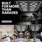 49,280 Lumens LED Garage Light, 8-Hex Grid, Close-to-Ceiling, Cool White