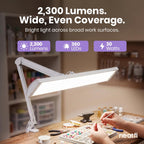 Pro 2300 Lumens 30W LED Task Lamp, Clamp, CRI 95, 24-Inch Head, CCT, White