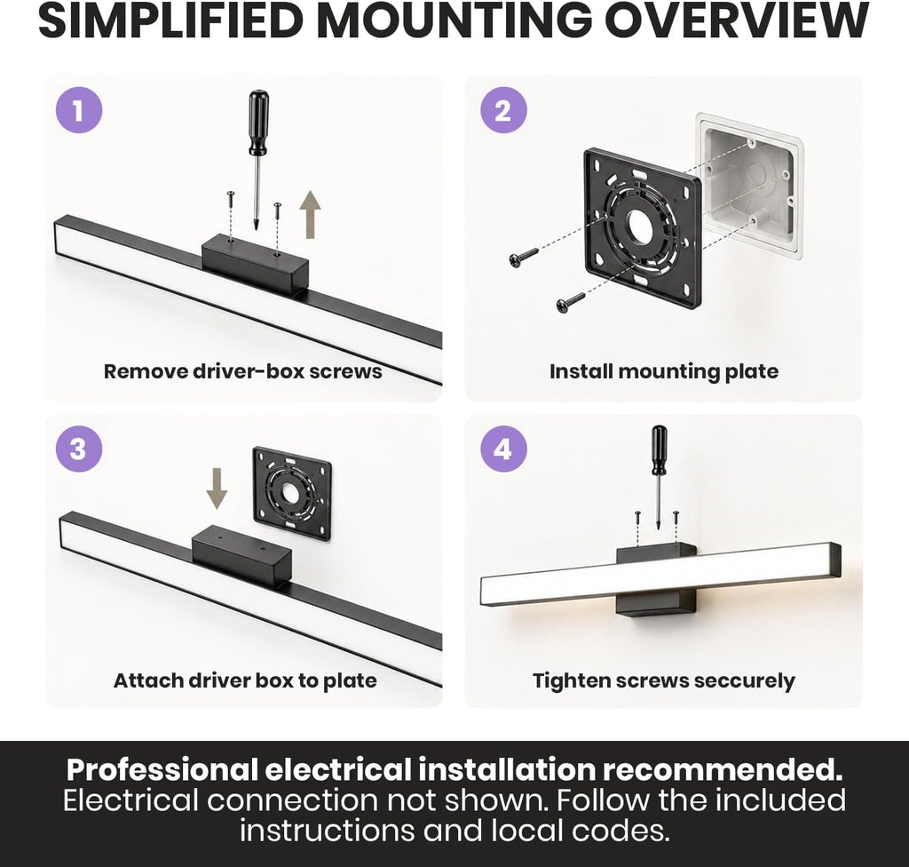 48-Inch LED Vanity Light Bar – 40W, 3800 Lumens, CCT