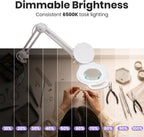 Lámpara LED de escritorio con pinza, cabezal ancho de 20 pulgadas, 2200 lúmenes, luz de trabajo para oficina en casa y manualidades, color negro