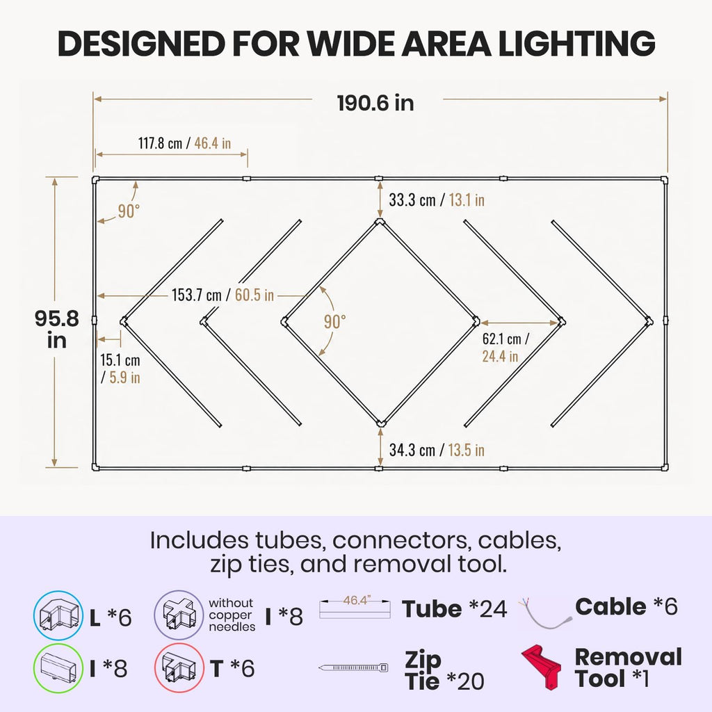 2 Rectángulos, luz de techo LED de 35,200 lúmenes con kit colgante para tiendas y gimnasios, blanco frío