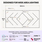 2 Rectángulos, luz de techo LED de 35,200 lúmenes con kit colgante para tiendas y gimnasios, blanco frío