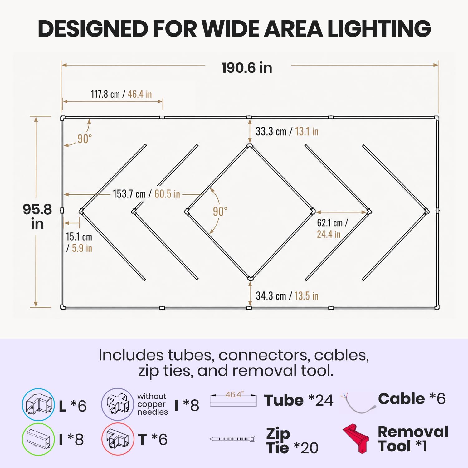 2 Rectángulos, luz de techo LED de 35,200 lúmenes con kit colgante para tiendas y gimnasios, blanco frío