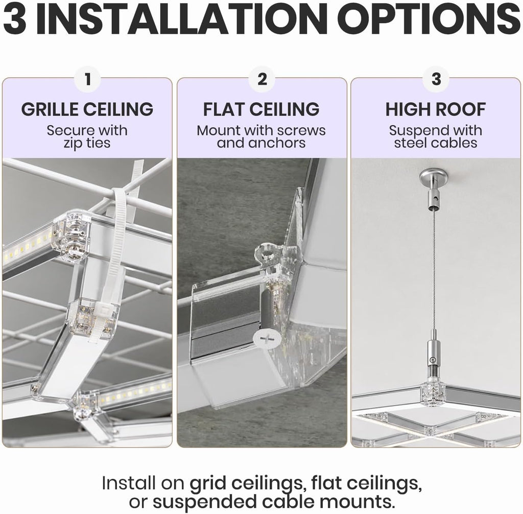 49,280 Lumens LED Garage Light, 8-Hex Grid, Close-to-Ceiling, Cool White