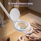 Lámpara LED de escritorio con pinza, cabezal ancho de 20 pulgadas, 2200 lúmenes, luz de trabajo para oficina en casa y manualidades, color negro