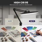 Lampe de bureau LED Pro Series 20 po – 2200 lumens, IRC 95, intensité réglable pour la maison, le bureau et les loisirs créatifs, noir