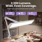 Pro 2300Lumens 30W LED Task Lamp, Clamp, CRI 95, 24-Inch Head, White