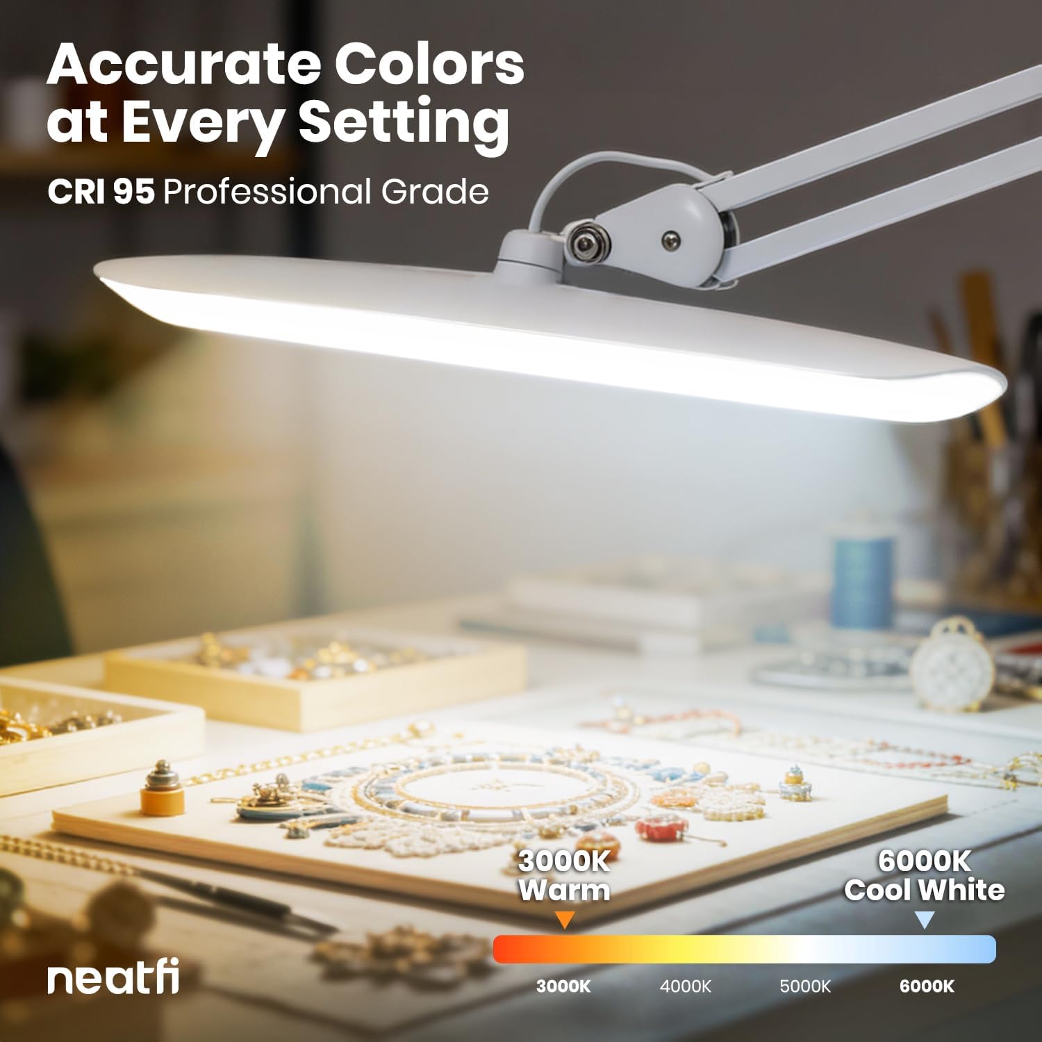 Pro Series 20” LED Desk Lamp – CRI 95, 3 Light Modes, 2200 Lumens, White