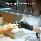 Lámpara LED de escritorio de 2200 lúmenes con abrazadera – 23" de ancho, 3 modos de luz para banco de trabajo y oficina en casa, blanca