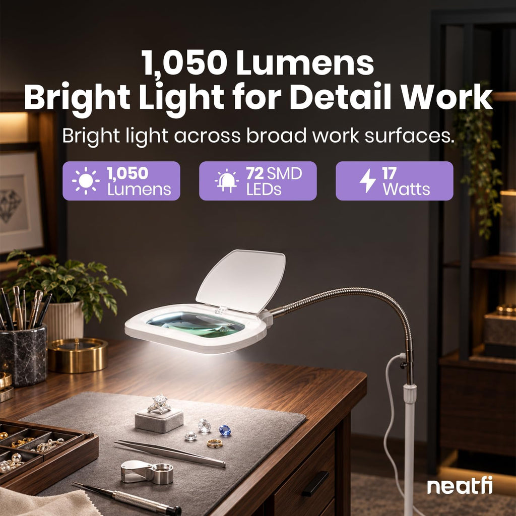 Lampe de travail Elite 2260 lumens avec pince – 22" de large, 3 modes de couleur pour les ongles et l'artisanat, Noir