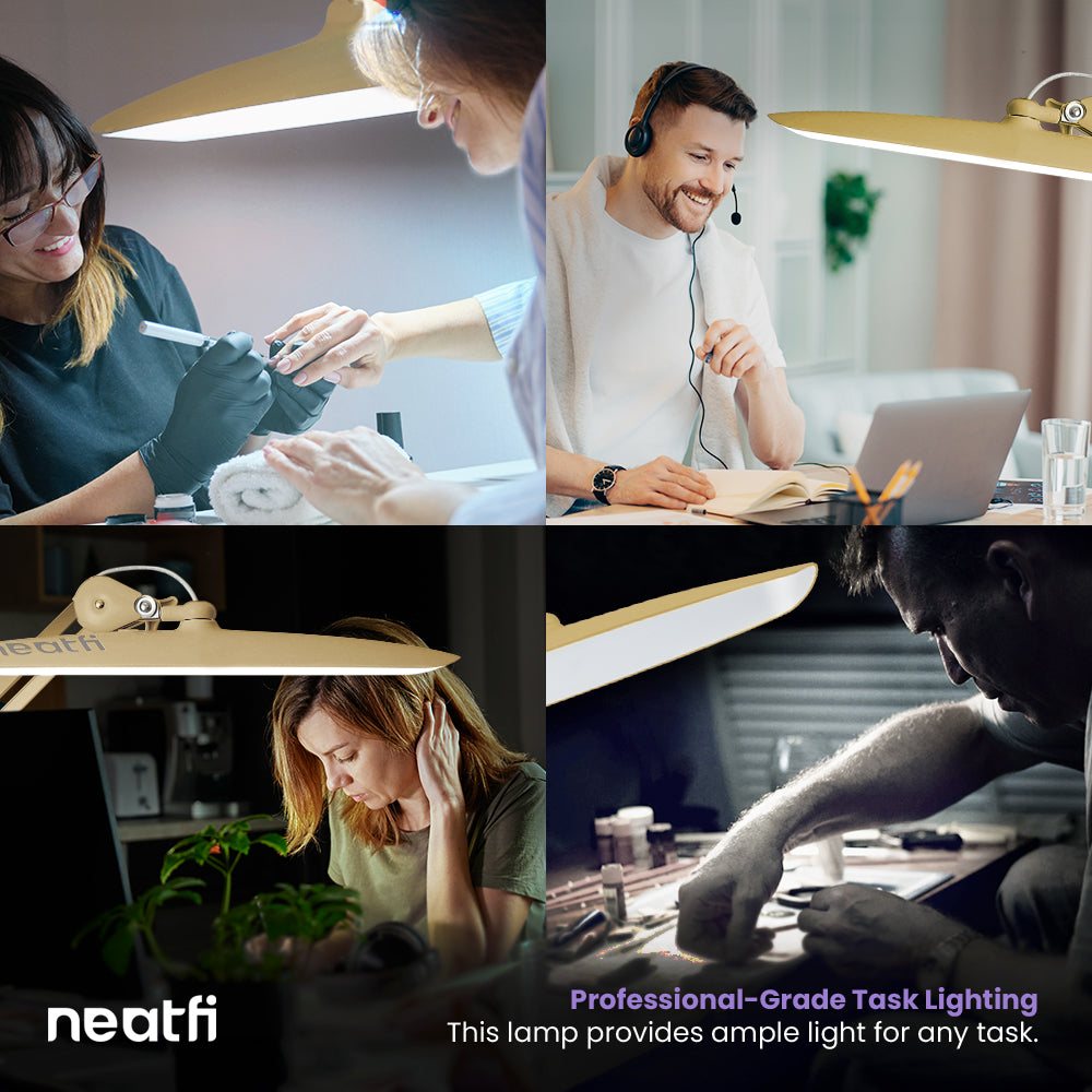 2200 Lumens LED Desk Lamp with Clamp – 20” Wide Shade, 3 Light Modes, Dimmable Task Light, Gold