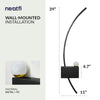LED Arc Wall Lamp Minimalist Indoor Wall Light Fixture Adjustable Angle Wall Light - Black