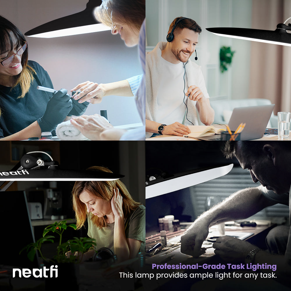 2200 Lumens LED Desk Lamp with Clamp – 20” Wide Shade, 3 Light Modes, Dimmable Task Light, White