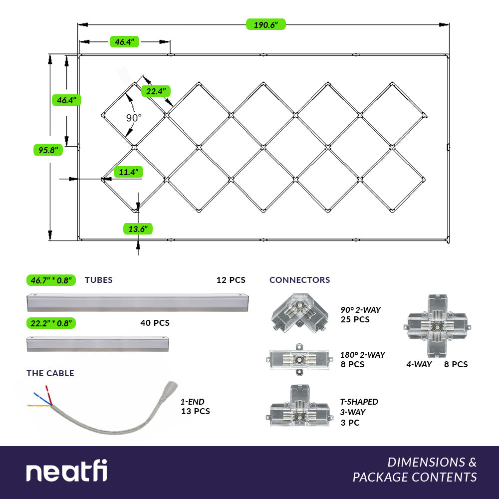 56,320 Lumens Ultra-Bright Diamond Grid LED Ceiling Light for Basements, Shops & Gyms, Blue