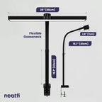 14” Wide LED Desk Lamp with Timer & Charging Port, Touch & Knob Controls, Black