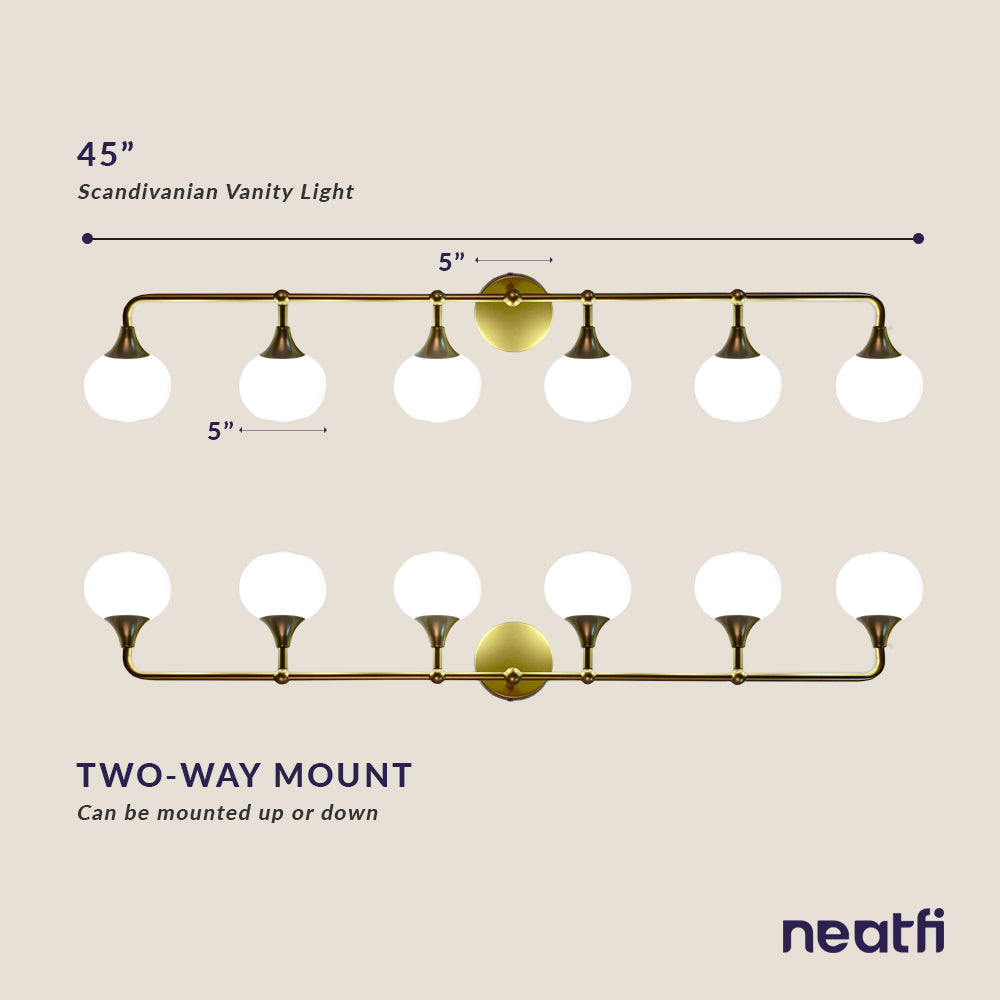 45" Contemporary Vanity Lights - Gold, 6 Heads