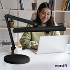 22” Wide Shade LED Desk Lamp with Base – 2500 Lumens Task Light for Workbench & Crafts, Black