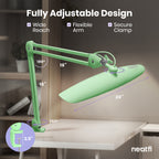 20” Wide Head LED Desk Lamp with Clamp – 2200 Lumens Task Light for Home Office & Crafts, Midnight Green