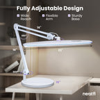 23” Wide Shade, 2200 Lumens LED Desk Lamp with Base – Dimmable, Eye-Caring Task Light, White